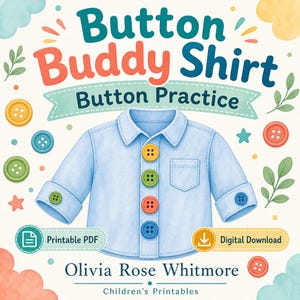 Button Buddy Shirt | Button Practice | Printable PDF | Digital Download