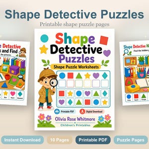 Formdetektiv Puzzles | Form Puzzle Arbeitsblätter | Druckbare PDF | Digitaler Download Bild 2