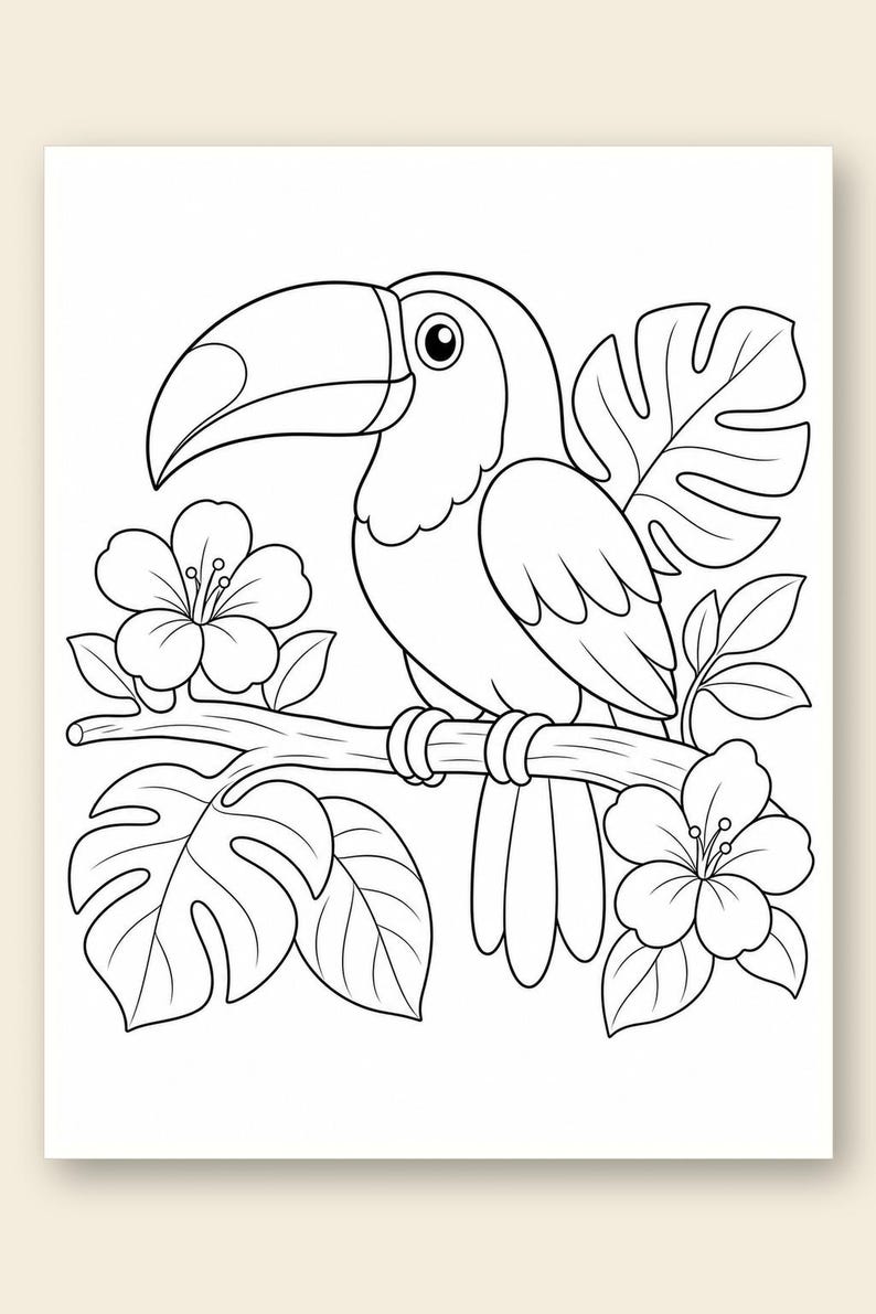 Desenhos para colorir de explorador da selva | Desenhos para colorir da selva | PDF para imprimir | Download digital imagem 9