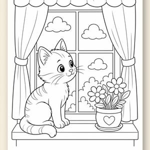 Kolorowanki Kitty Cafe | Kolorowanki z kotami | Do druku w formacie PDF | Pobierz cyfrowo zdjęcie 9