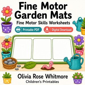 Fijnmotorische tuinmatten | Werkbladen fijne motoriek | Afdrukbare pdf | Digitale download afbeelding 1