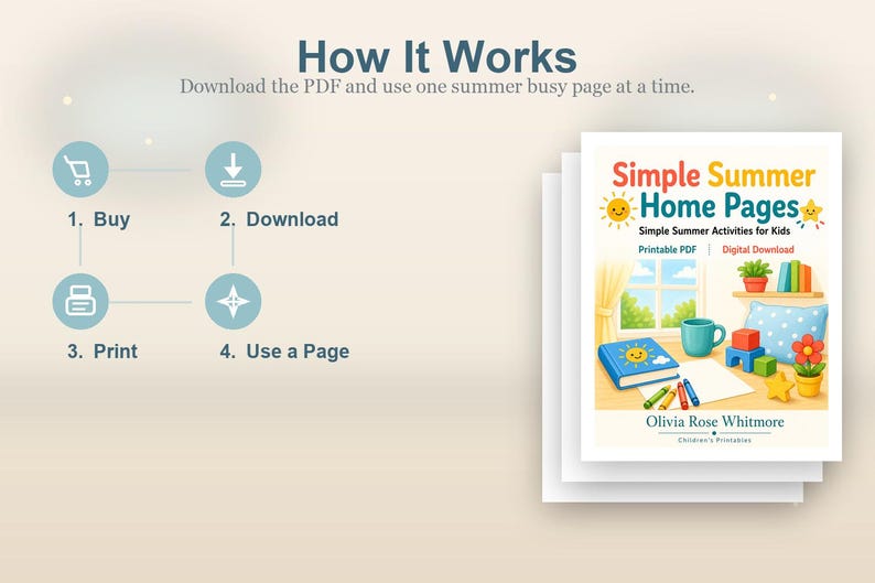 Simple Summer Home Pages | Simple Summer Activities for Kids | Printable PDF | Digital Download image 8