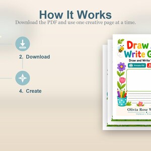 Jardim para Desenhar e Escrever | Folhas de Atividades para Desenhar e Escrever | PDF para Imprimir | Download Digital imagem 8
