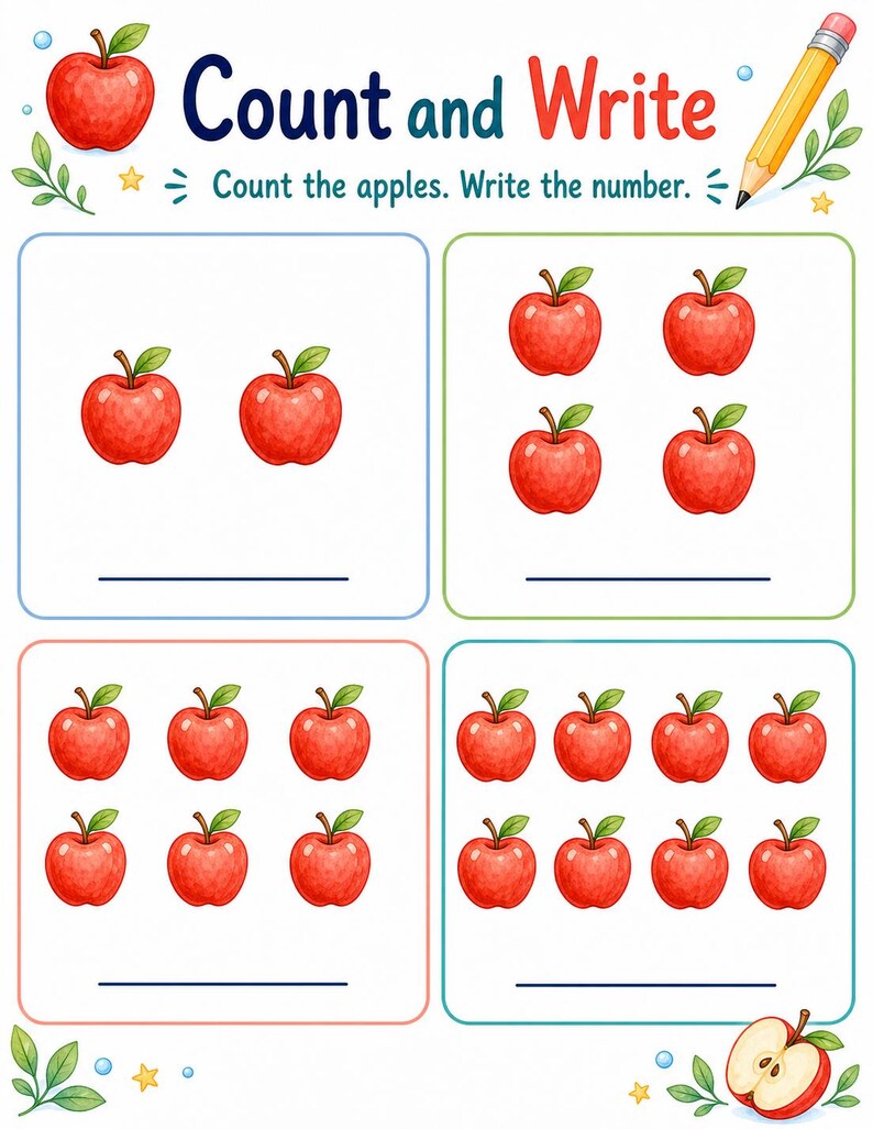Apple Number Steps | Number Tracing Worksheets | Printable PDF | Digital Download image 6