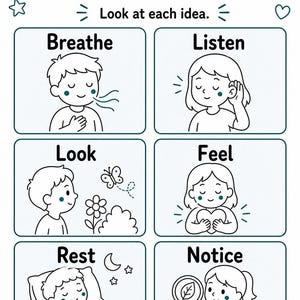 Páginas de Momentos de Atención Plena / Hojas de Trabajo de Atención Plena para Niños / PDF Imprimible / Descarga Digital imagen 3