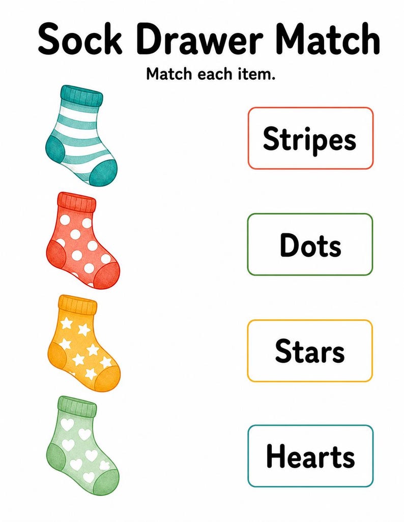 Sonnige Sockenpaare | Socken-Matching-Spiel | Druckbare PDF | Digitaler Download Bild 5