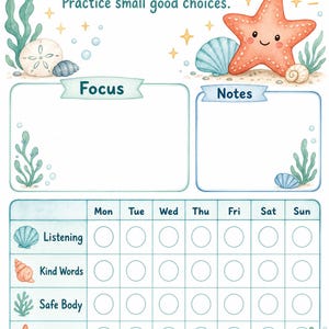 Starfish Kind Choices | Behavior Chart for Kids | Printable PDF | Digital Download image 3