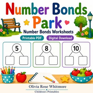 Number Bonds Park | Number Bonds Worksheets | Printable PDF | Digital Download image 1
