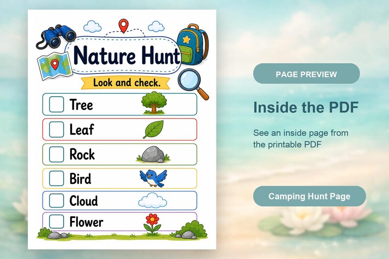 Campfire Hunt Pages | Camping Scavenger Hunt | Printable PDF | Digital Download image 10