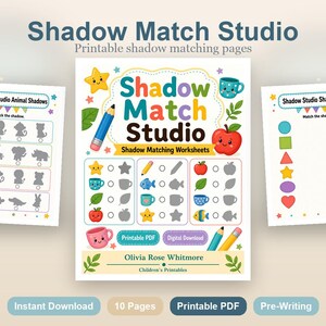 Shadow Match Studio | Shadow Matching Worksheets | Printable PDF | Digital Download image 2