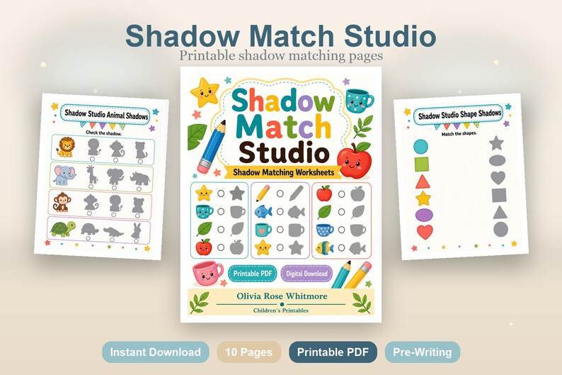 Shadow Match Studio | Shadow Matching Worksheets | Printable PDF | Digital Download image 2