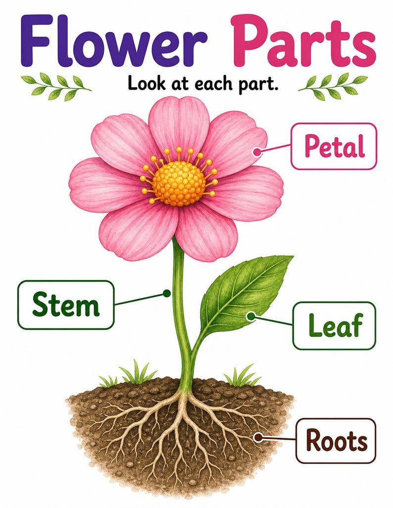 Flower Parts Garden | Parts of a Flower Worksheet | Printable PDF | Digital Download image 3