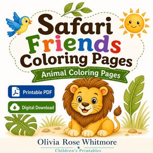 Safari Friends Coloring Pages | Animal Coloring Pages | Printable PDF | Digital Download image 1