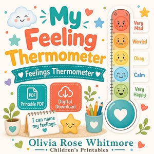 My Feeling Thermometer | Feelings Thermometer | Printable PDF | Digital Download image 1