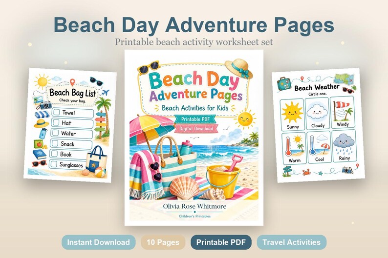 Pagine di avventura in spiaggia / Attività in spiaggia per bambini / PDF stampabile / Download digitale immagine 2
