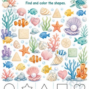 海の生き物アクティビティブックXL｜子供向けアクティビティシート｜印刷可能なPDF｜デジタルダウンロード 画像 6