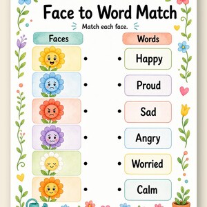 Bijpassende tuin | Werkblad emotie matchen | Afdrukbare pdf | Digitale download afbeelding 9