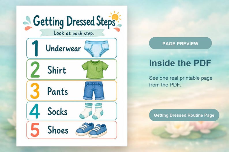 Dressed for the Day | Getting Dressed Visual Schedule | Printable PDF | Digital Download image 10