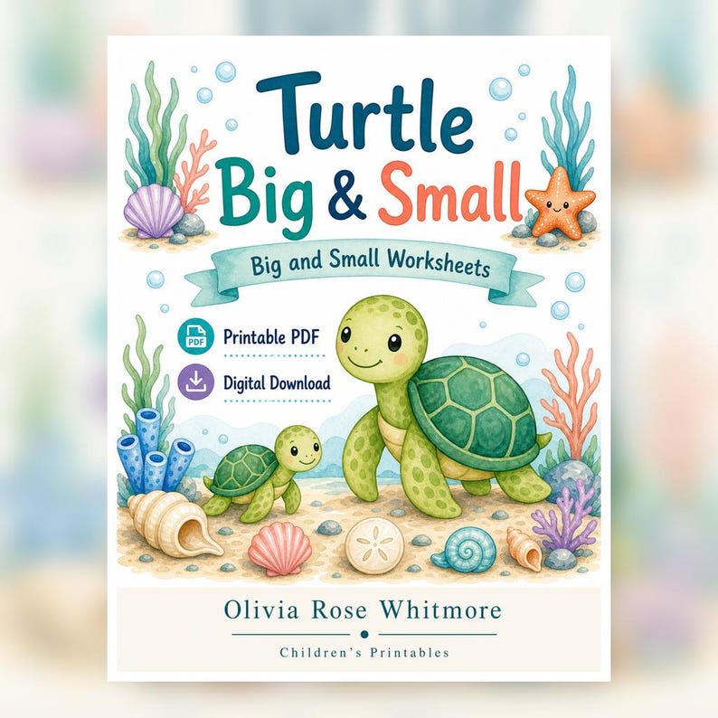 Turtle Big & Small | Big and Small Worksheets | Printable PDF | Digital Download image 1