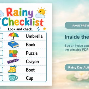 Regenachtige dag drukke pagina's | Regenachtige dagactiviteiten voor kinderen | Afdrukbare pdf | Digitale download afbeelding 10