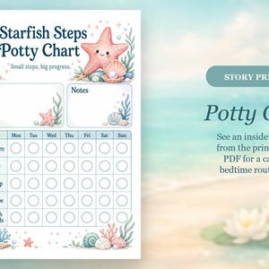 Starfish Sticker Steps | Potty Training Chart | Printable PDF | Digital Download image 6