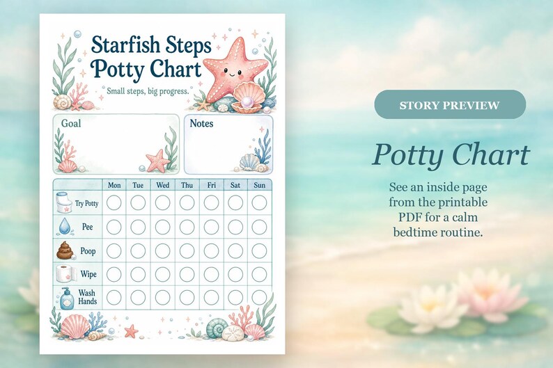 Starfish Sticker Steps | Potty Training Chart | Printable PDF | Digital Download image 6