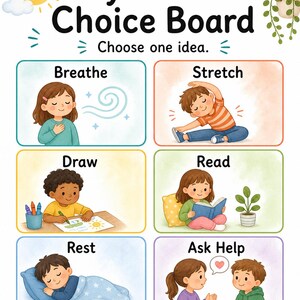 Calm Choice Board | Calm Down Choice Board | Printable PDF | Digital Download image 4