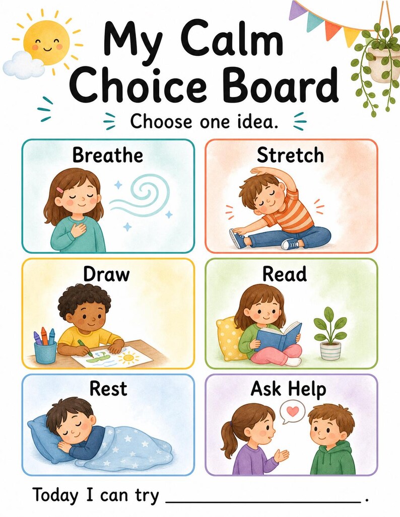 Calm Choice Board | Calm Down Choice Board | Printable PDF | Digital Download image 4