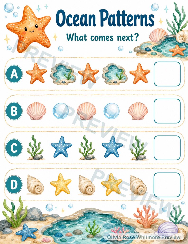 海の生き物アクティビティブックXL｜子供向けアクティビティシート｜印刷可能なPDF｜デジタルダウンロード 画像 5