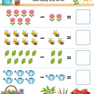 Sunny Number Garden | Preschool Math Worksheets | Printable PDF | Digital Download image 6