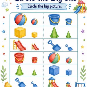 Big Small Playground | Big and Small Worksheets | Printable PDF | Digital Download image 3