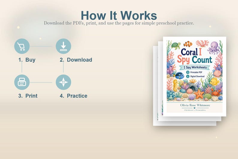 Coral I Spy Count / Schede di lavoro I Spy / PDF stampabile / Download digitale immagine 8