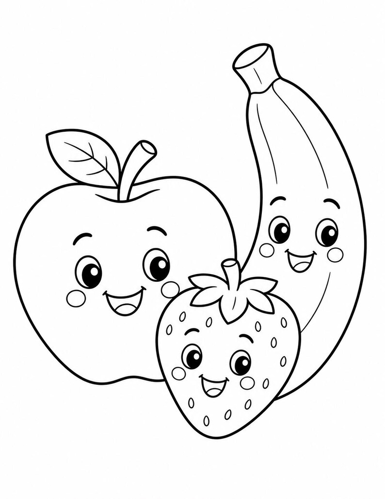 Disegni da colorare di dolci amici / Disegni da colorare di cibo carino / PDF stampabile / Download digitale immagine 5