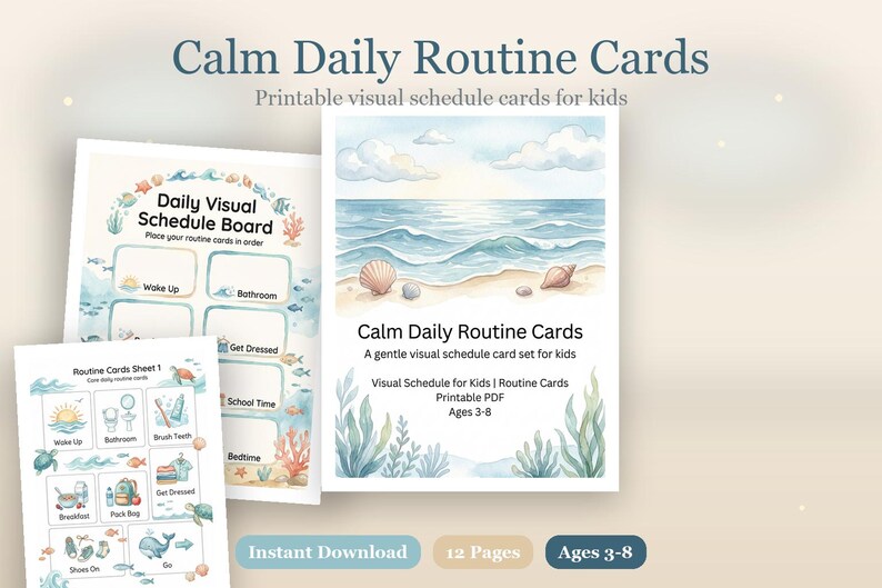 Calm Daily Routine Cards | Visual Schedule for Kids | Printable PDF ...