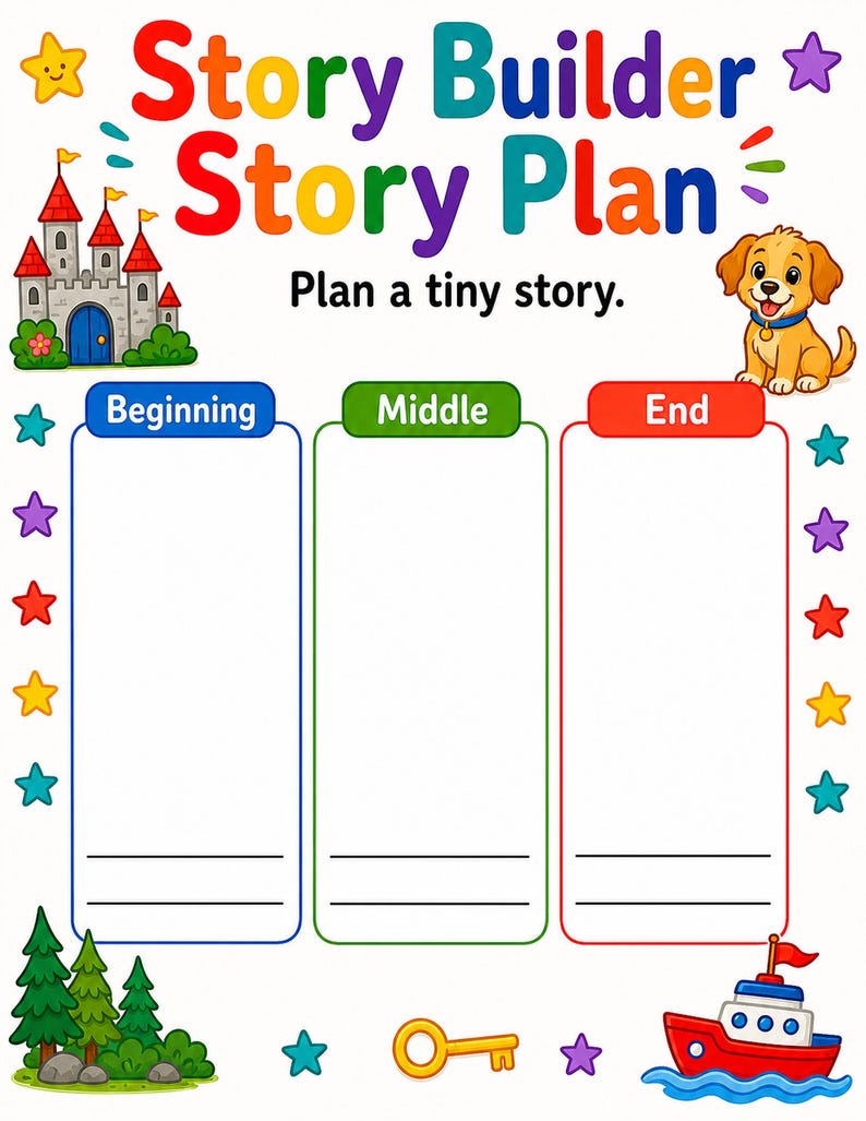 Little Story Builder Pages | Story Starters for Kids | Printable PDF | Digital Download image 7