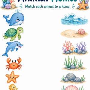 Ocean Animal Friends | Sea Animals Worksheets | Printable PDF | Digital Download image 6