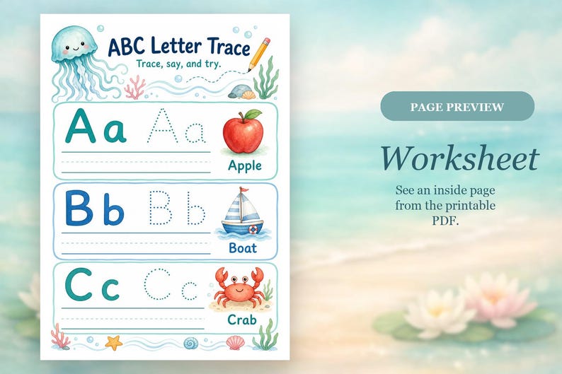 Jellyfish Pencil Paths | Preschool Worksheets | Printable PDF | Digital Download image 6