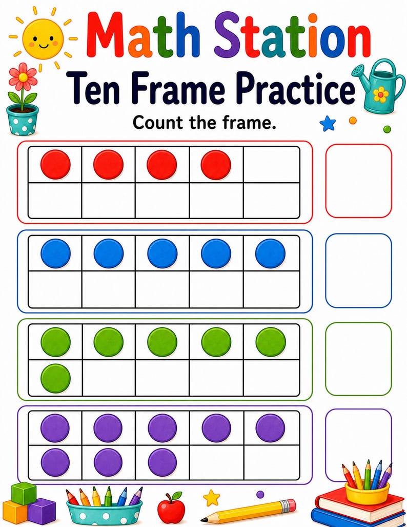 Kindergarten Math Station | Kindergarten Math Worksheets | Printable PDF | Digital Download image 4