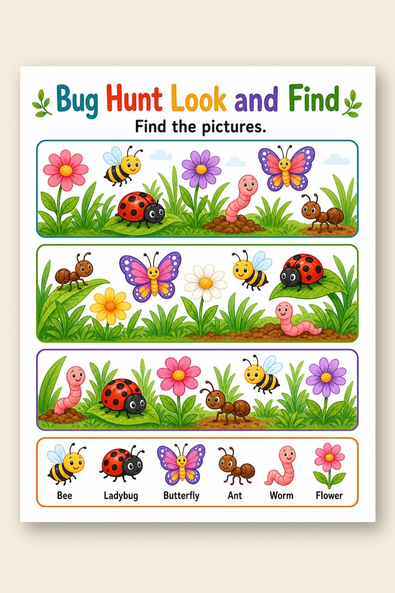 Bug Hunt Busy Pages | Bug Activity Sheets | Printable PDF | Digital Download image 9