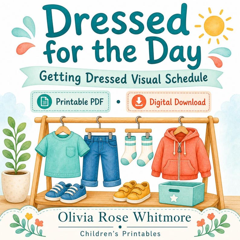 Dressed for the Day | Getting Dressed Visual Schedule | Printable PDF | Digital Download image 1