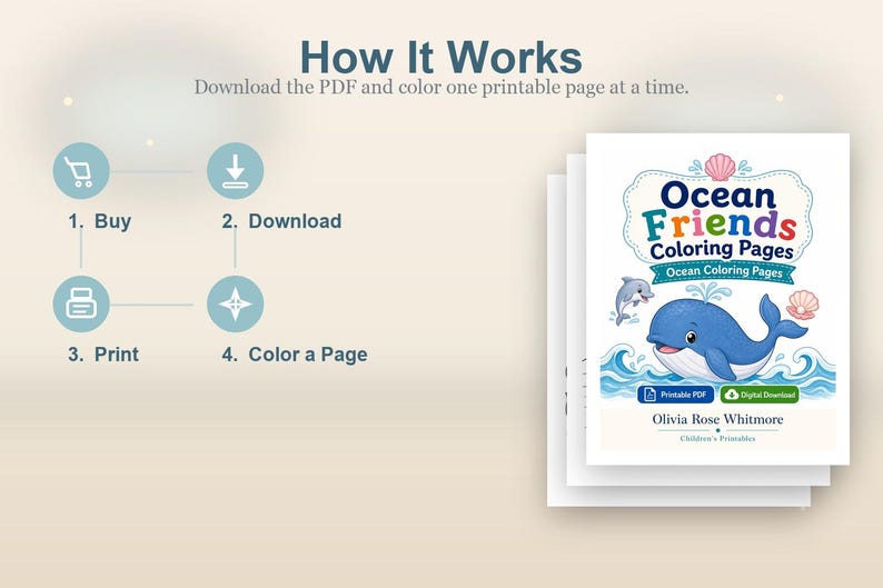Kleurplaten Ocean Friends | Oceaan kleurplaten | Afdrukbare pdf | Digitale download afbeelding 8