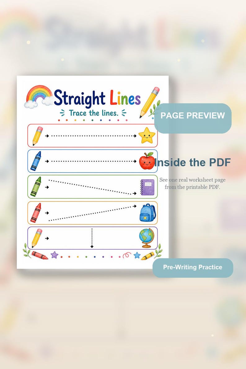 Rainbow Pre Writing Paths | Pre Writing Worksheets | Printable PDF | Digital Download image 9