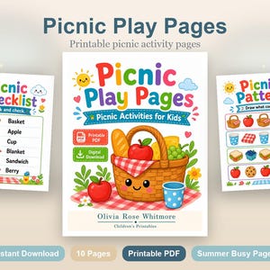 Afspeelpagina's picknick | Picknickactiviteiten voor kinderen | Afdrukbare pdf | Digitale download afbeelding 2