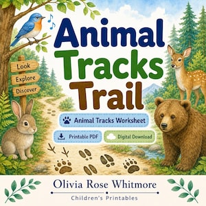 Animal Tracks Trail | Animal Tracks Worksheet | Printable PDF | Digital Download image 1