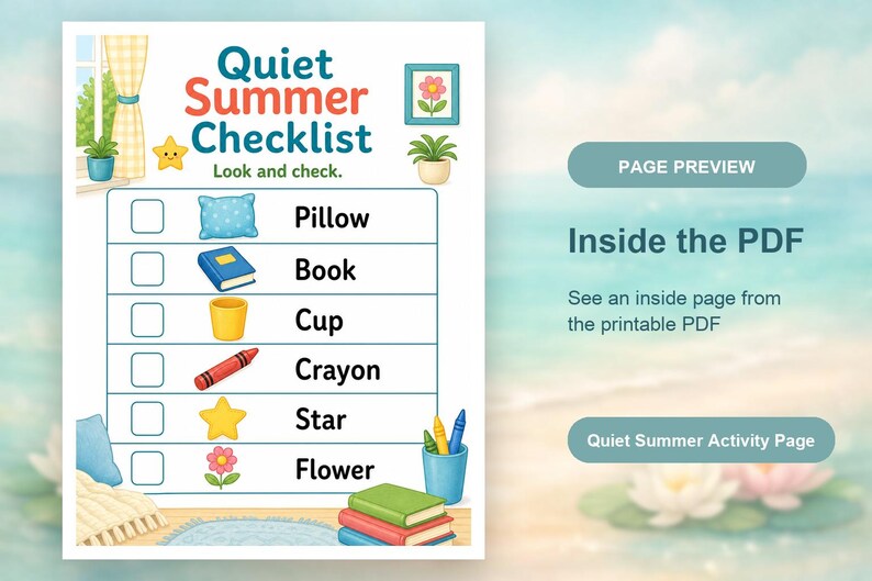 Quiet Summer Home Pages | Summer Quiet Time Activities | Printable PDF | Digital Download image 10