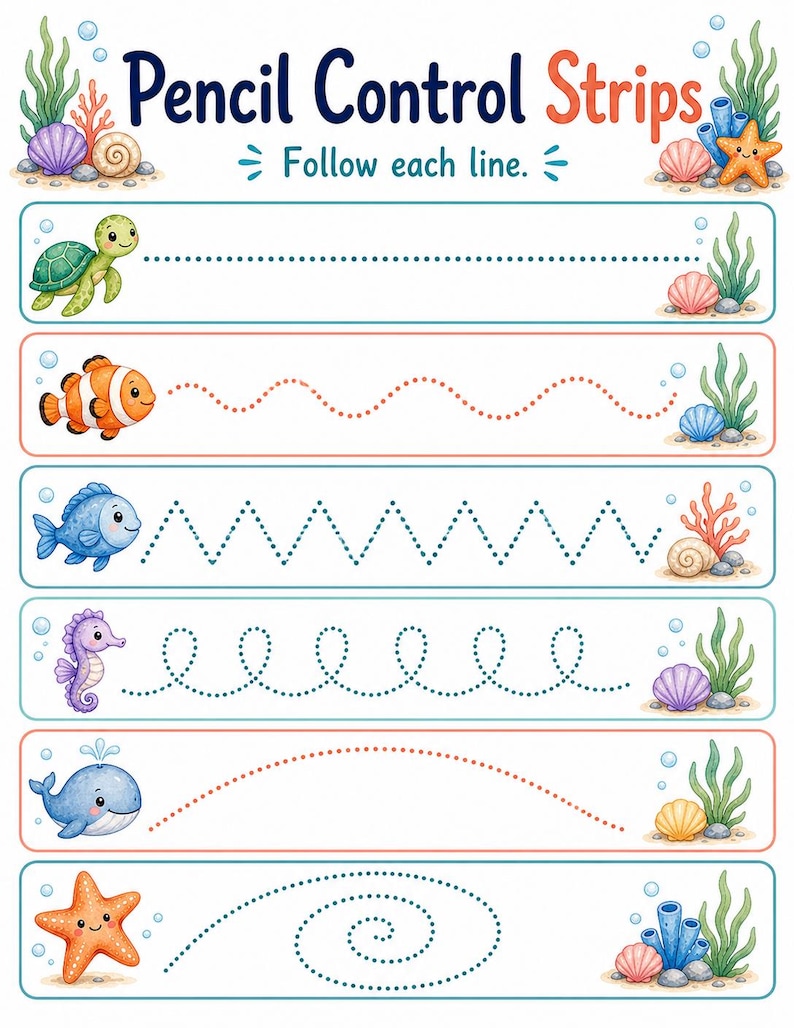 Starfish Fine Motor Lines | Fine Motor Skills Worksheets | Printable PDF | Digital Download image 4