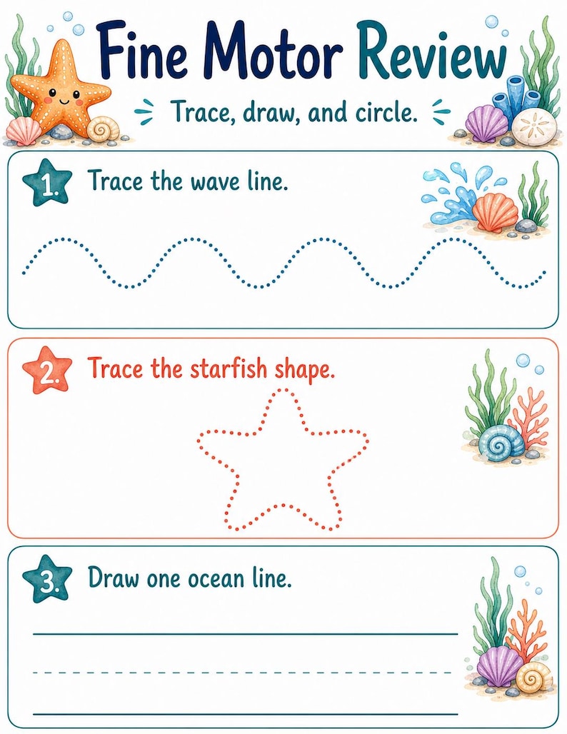 Starfish Fine Motor Lines | Fine Motor Skills Worksheets | Printable PDF | Digital Download image 7
