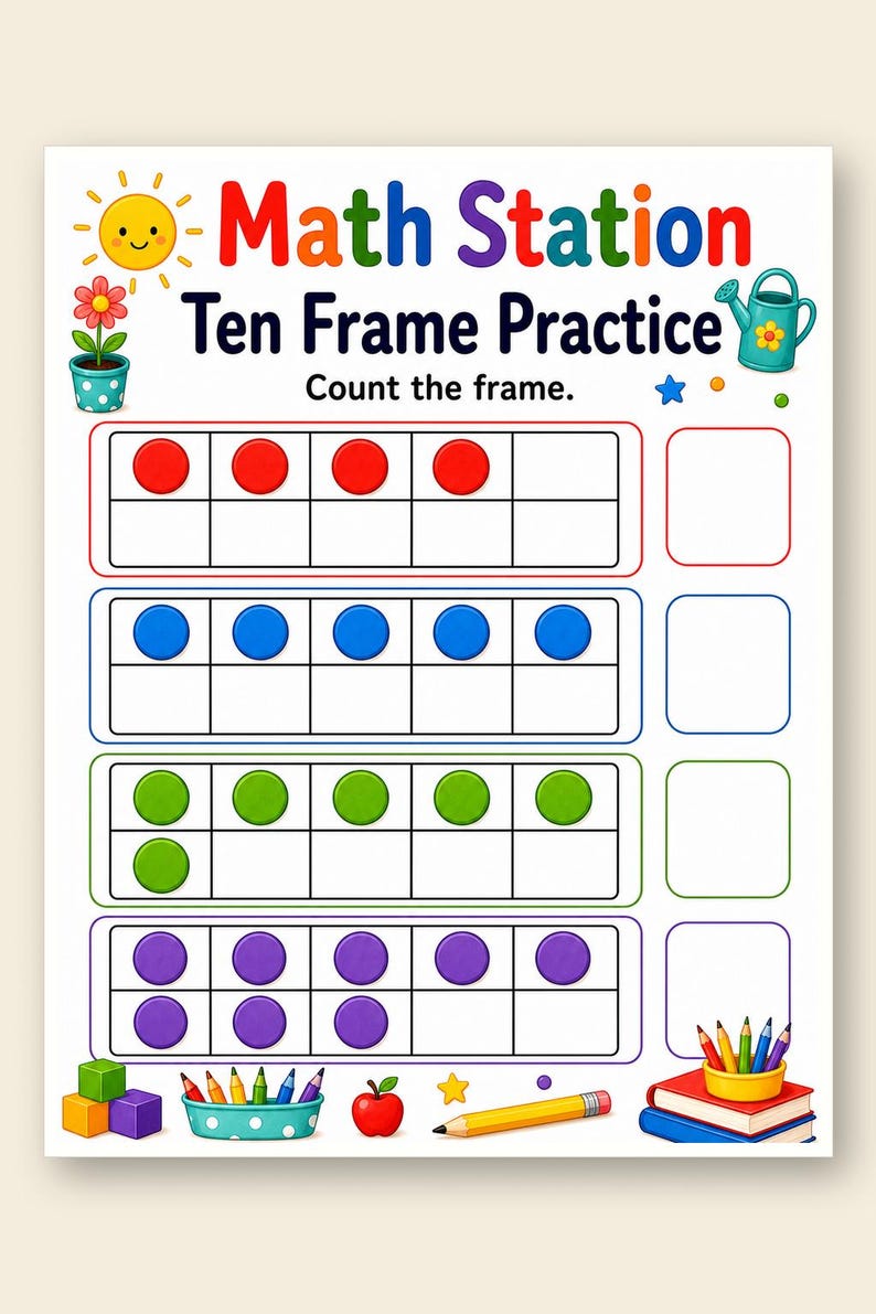Kindergarten Math Station | Kindergarten Math Worksheets | Printable PDF | Digital Download image 9