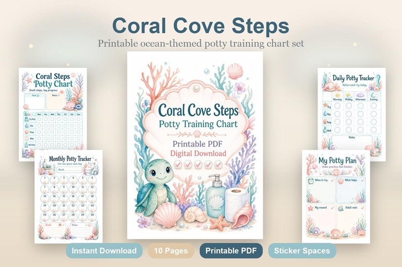 Scala di addestramento all'uso del vasino Coral Cove / PDF stampabile / Download digitale immagine 2