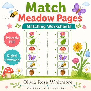 Match Meadow Pages | Matching Worksheets | Printable PDF | Digital Download image 1